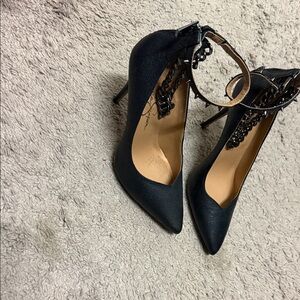 Jessica Simpson Black Chain Detail Heels